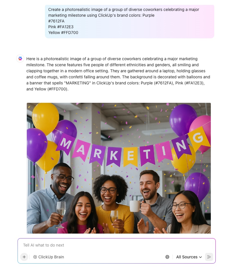 ClickUp Brain for AI image creation